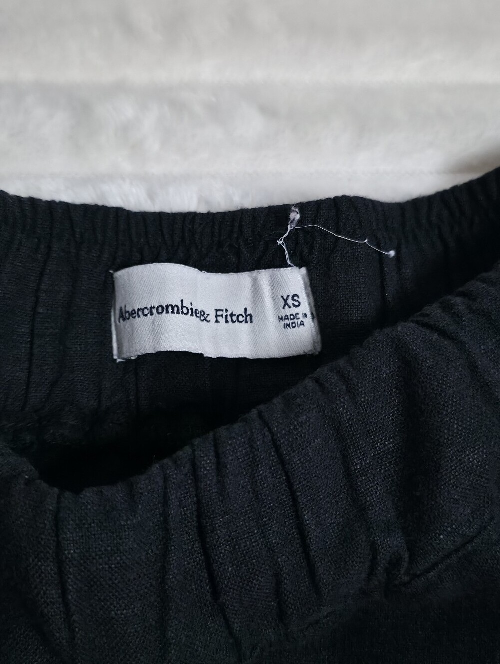 Abercrombie&Fitch Linen-Blend Wide Leg Pull-On Pants, Black, Elastic Waist, XS - Picture 8 of 10
